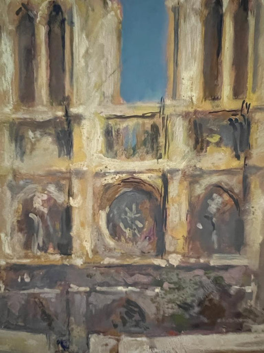 C1940S Oil on Canvas "Notre Dam" Impressionist