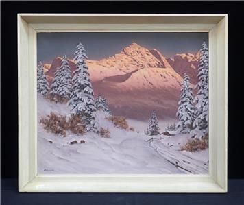 HANS SMATLAK BARMA 1903 - 1978 OIL ON CANVAS - ALPINE MOUNTAIN SCENE C1950S