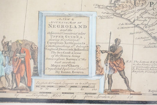 Very Rare 1747 E BOWEN'S MAP OF WEST AFRICA SLAVERY HAND COLOURED