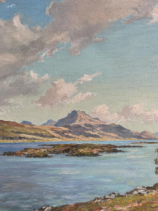 JOHN COCHRAN (GLASGOW SCHOOL) OIL ON CANVAS C1950 SLIOCH & LOCH MAREE SCOTLAND