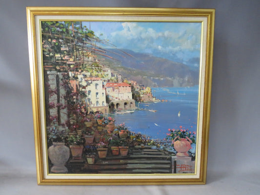 Sicilian coastal scene 'Atrani' by Mario Sanzone