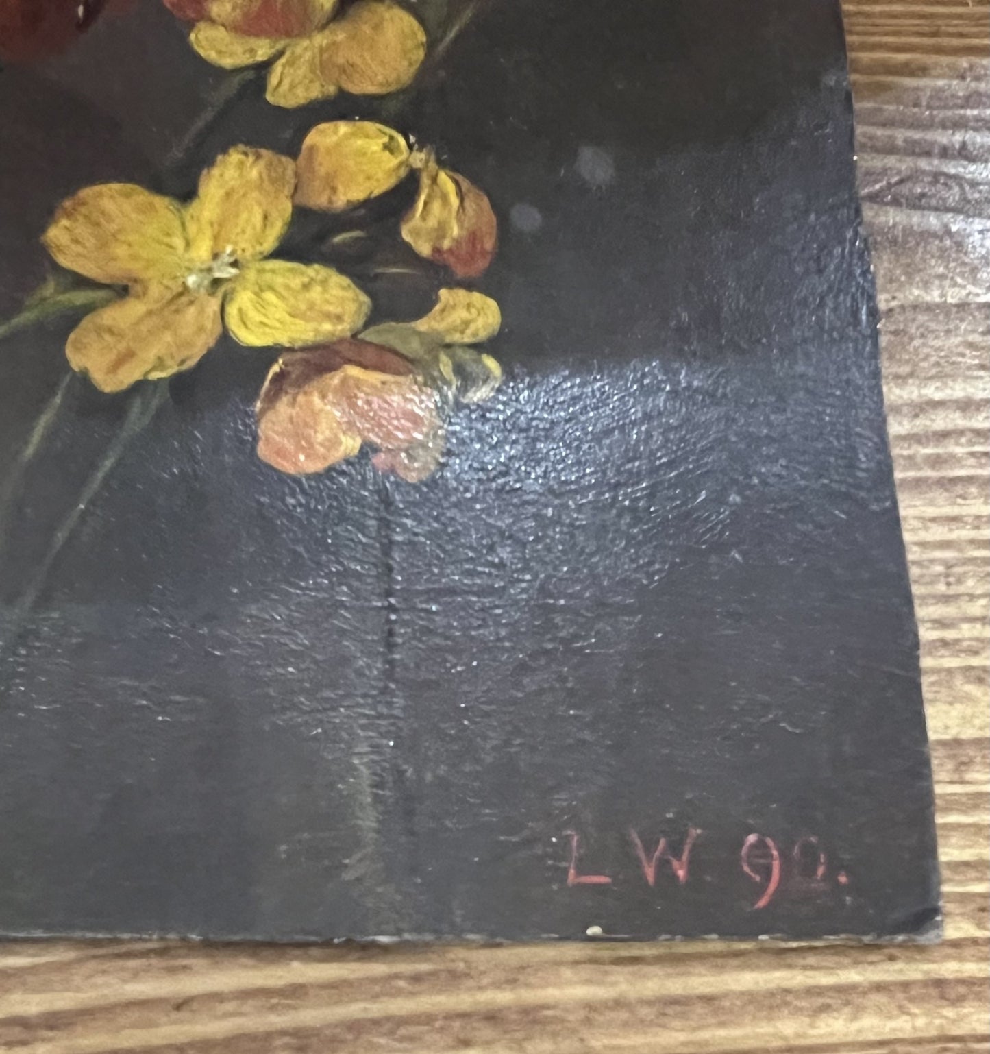 1890 OLIO SU TAVOLA FIORE E FARFALLA MONARCA