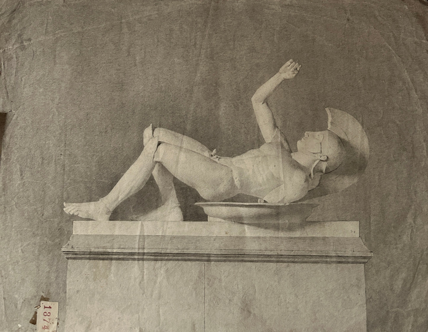 19th Century Florence School Pencil Drawing of a Nude Centurian