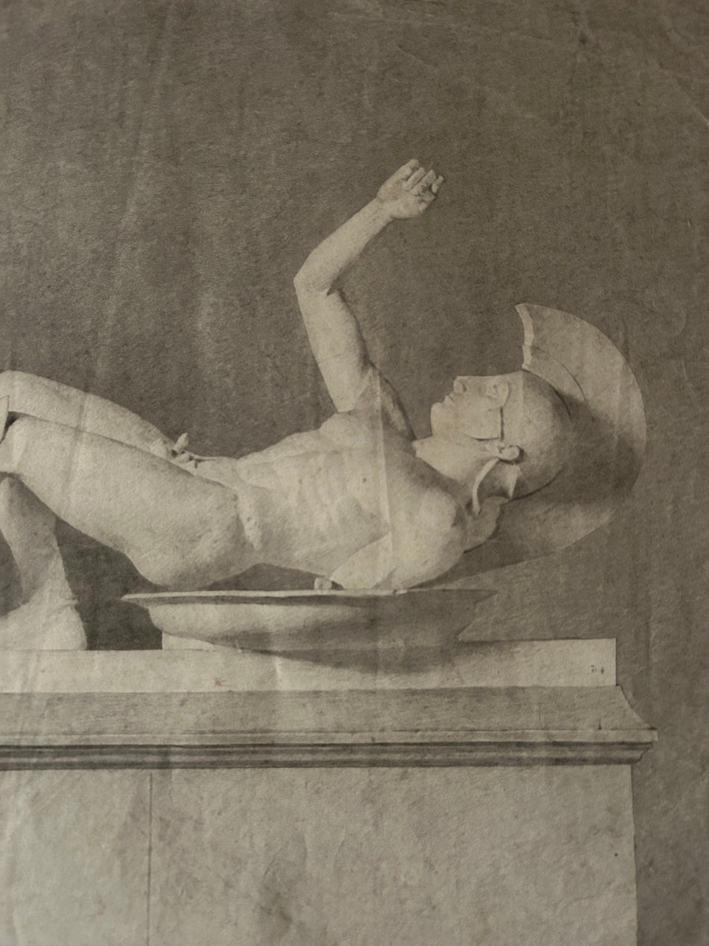 19th Century Florence School Pencil Drawing of a Nude Centurian