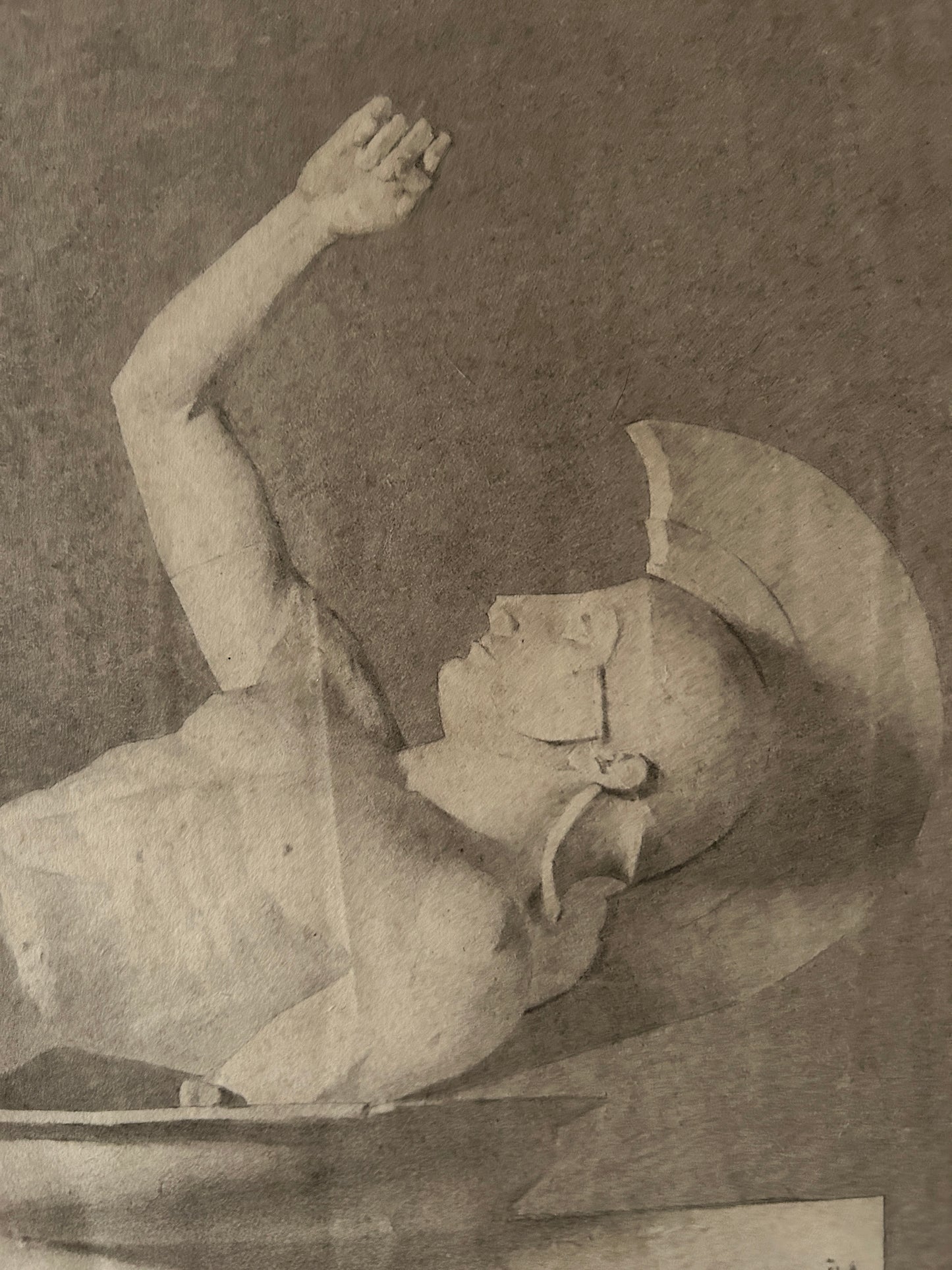 19th Century Florence School Pencil Drawing of a Nude Centurian