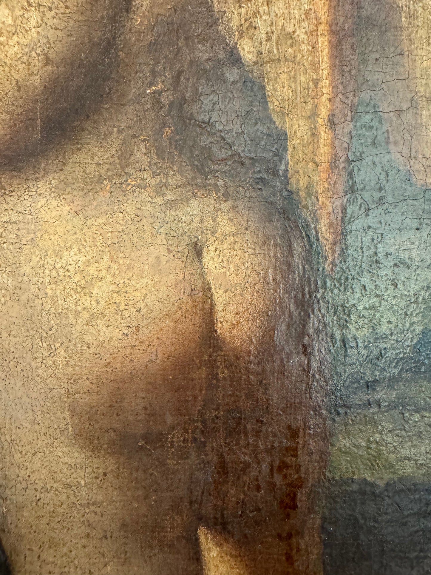 17th Century Oil on Canvas "Cupid Reading"