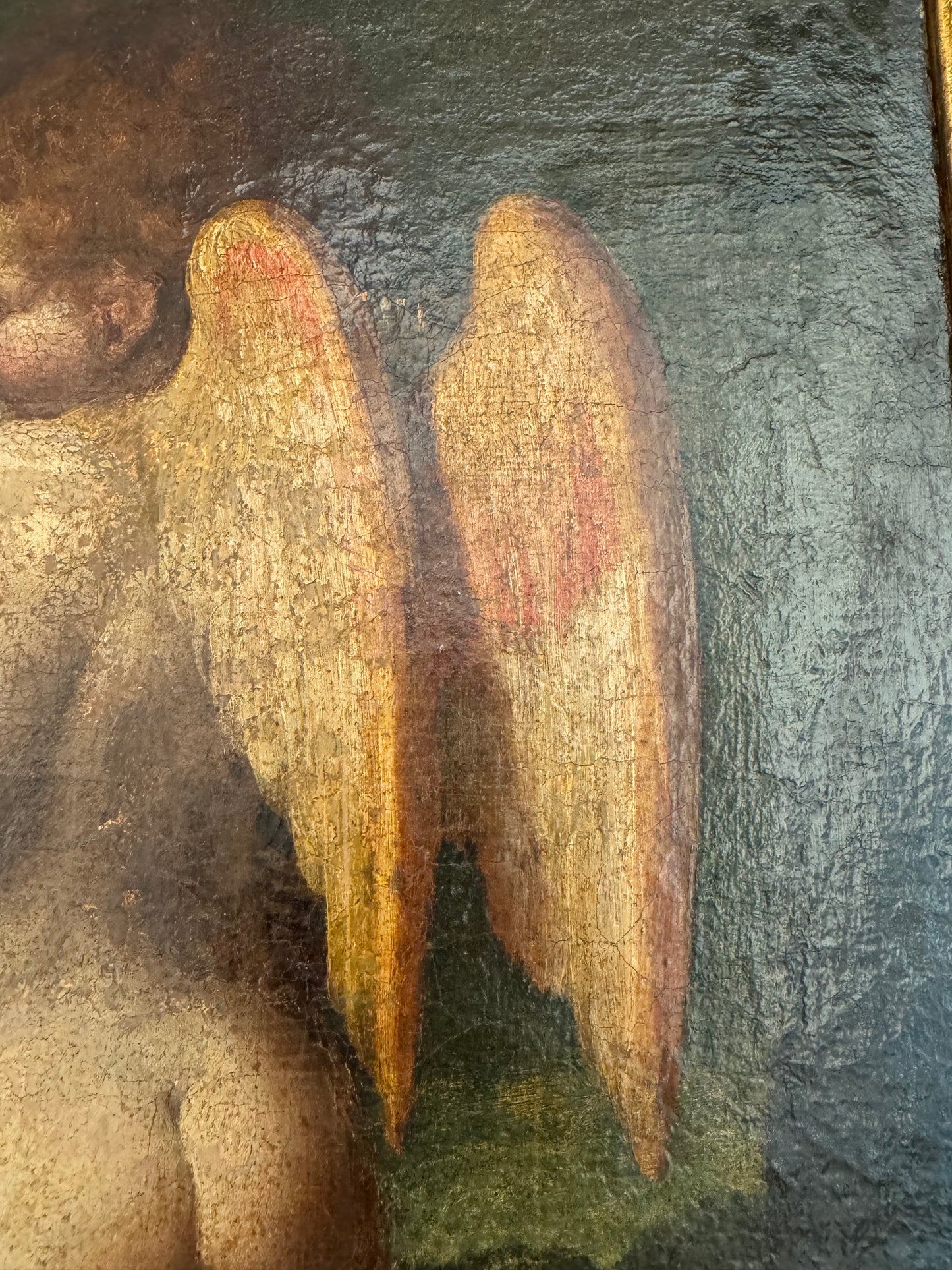 17th Century Oil on Canvas "Cupid Reading"