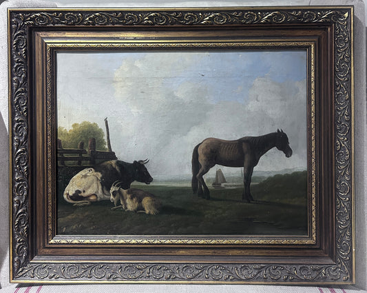 Dutch Oil on Canvas Dated 1844 Pastoral Scene