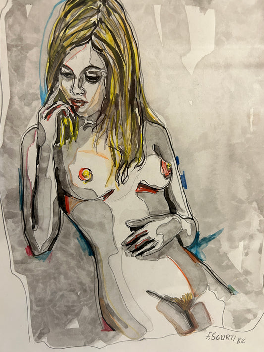Nudo femminile seduto di Franck Scurti