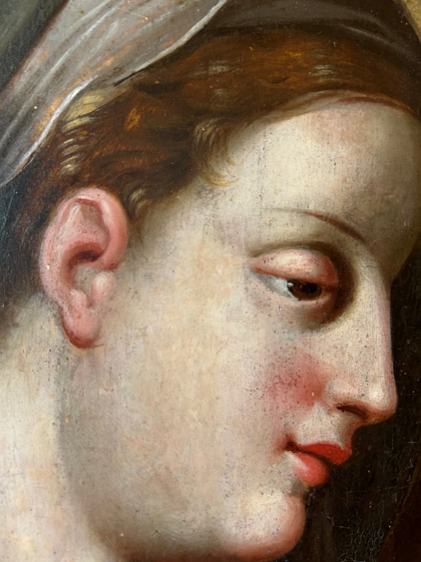 Fine del XVII splendida rappresentazione italiana della Madonna su tavola ad olio