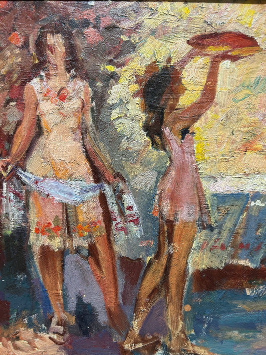 Mid Century Impressionist Family Gathering