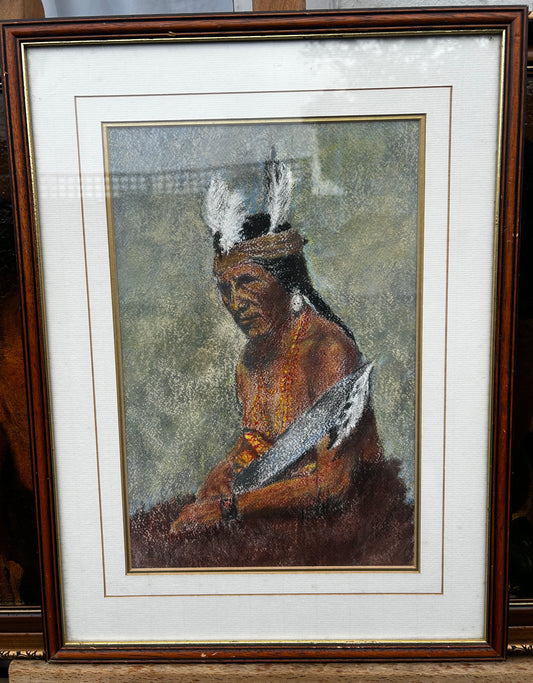1950's "Single Warrior" American Indian Portrait