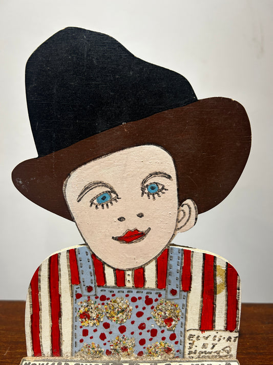 HOWARD FINSTER ELVIS AT AGE 3 ORIGINAL SCULPTURE WOODEN FOLK ART AMERICAN SIGNED