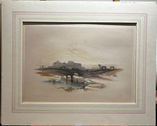 A 19th-century tinted lithograph titled "Beit Jibrin, or Eleutheropolis by Scottish artist David Roberts