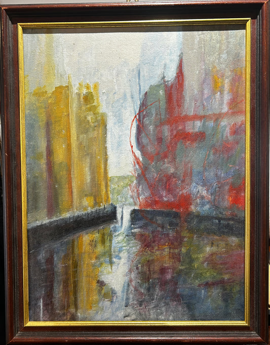Contemporary Abstract Oil on Board Framed
