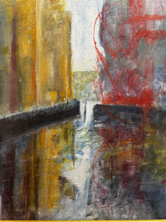 Contemporary Abstract Oil on Board Framed