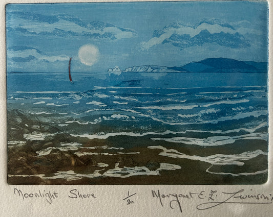 Moonlight Shore by Margaret E.L. Levinson Signed Etching