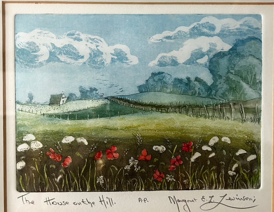House on the Hill, Artist Proof Etching by Margaret E.L. Levinson