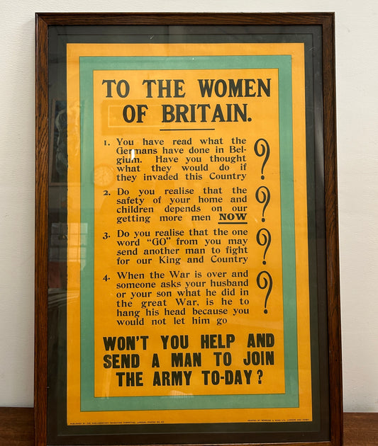 Rare and original 1915 WW1 Recruiting Poster Beautifully Framed