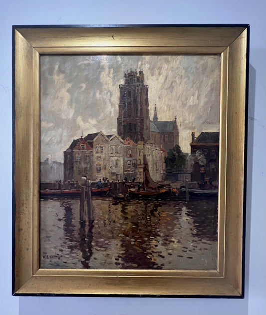 Dordrecht Harbour by Herman Bogman 1890 - 1975