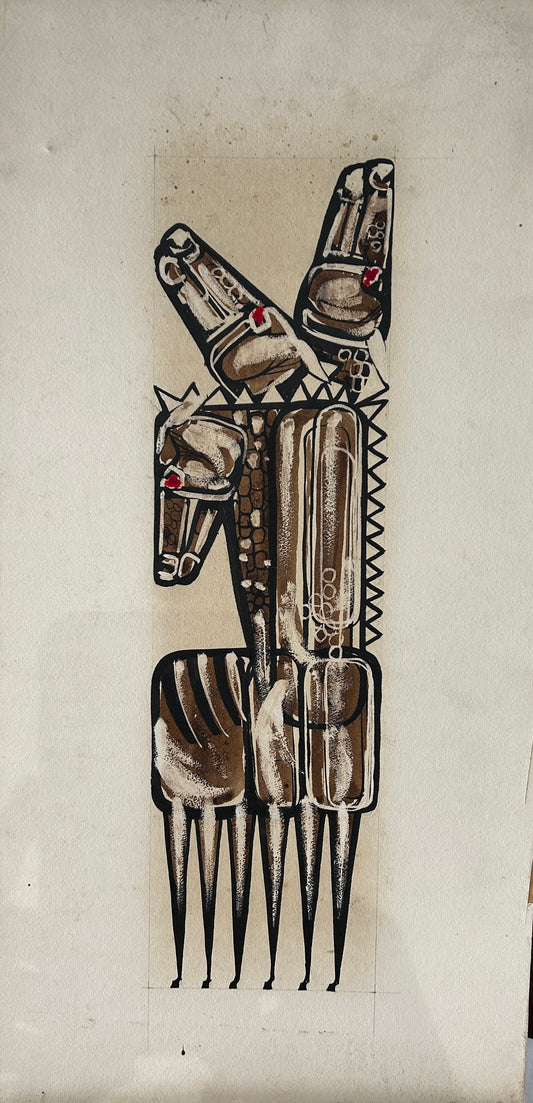 1950/60's Dada/Afro Cuban Image of Three Horses