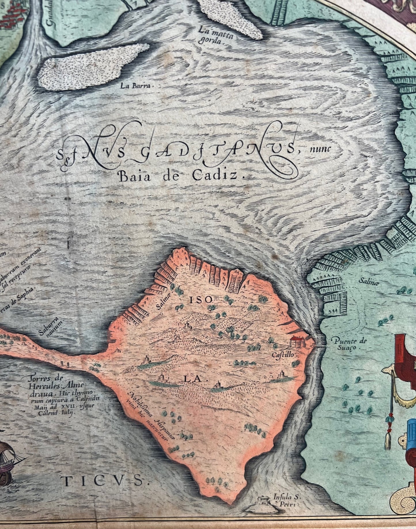 Early Ortelius map of Spain (Cadiz, Gibraltar etc) 1608