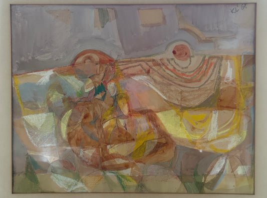 1968 abstract gouache original frame