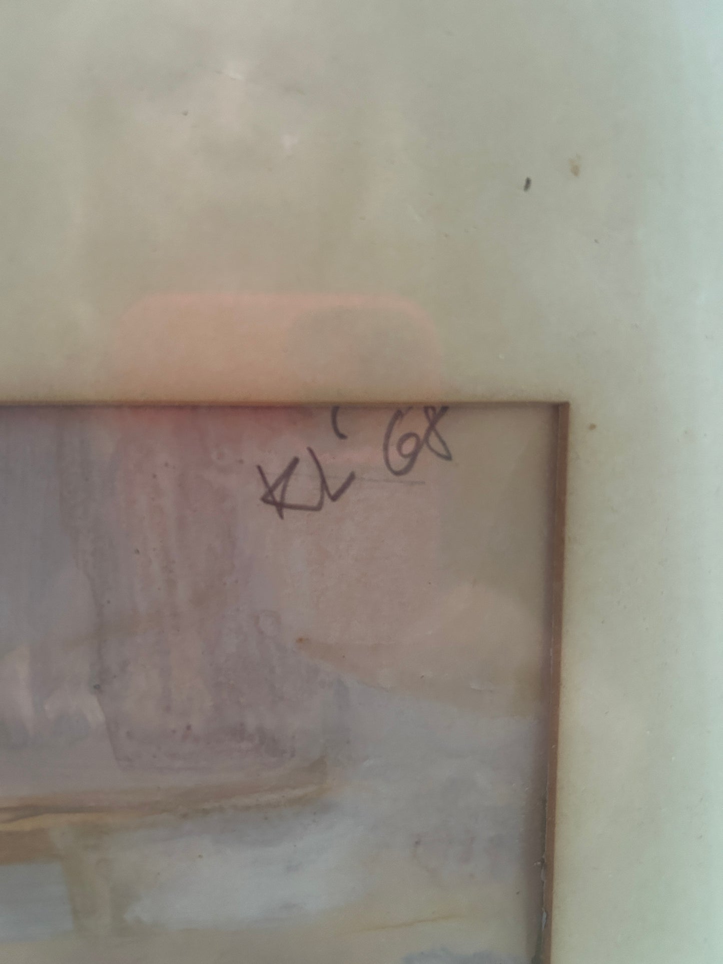 1968 abstract gouache original frame