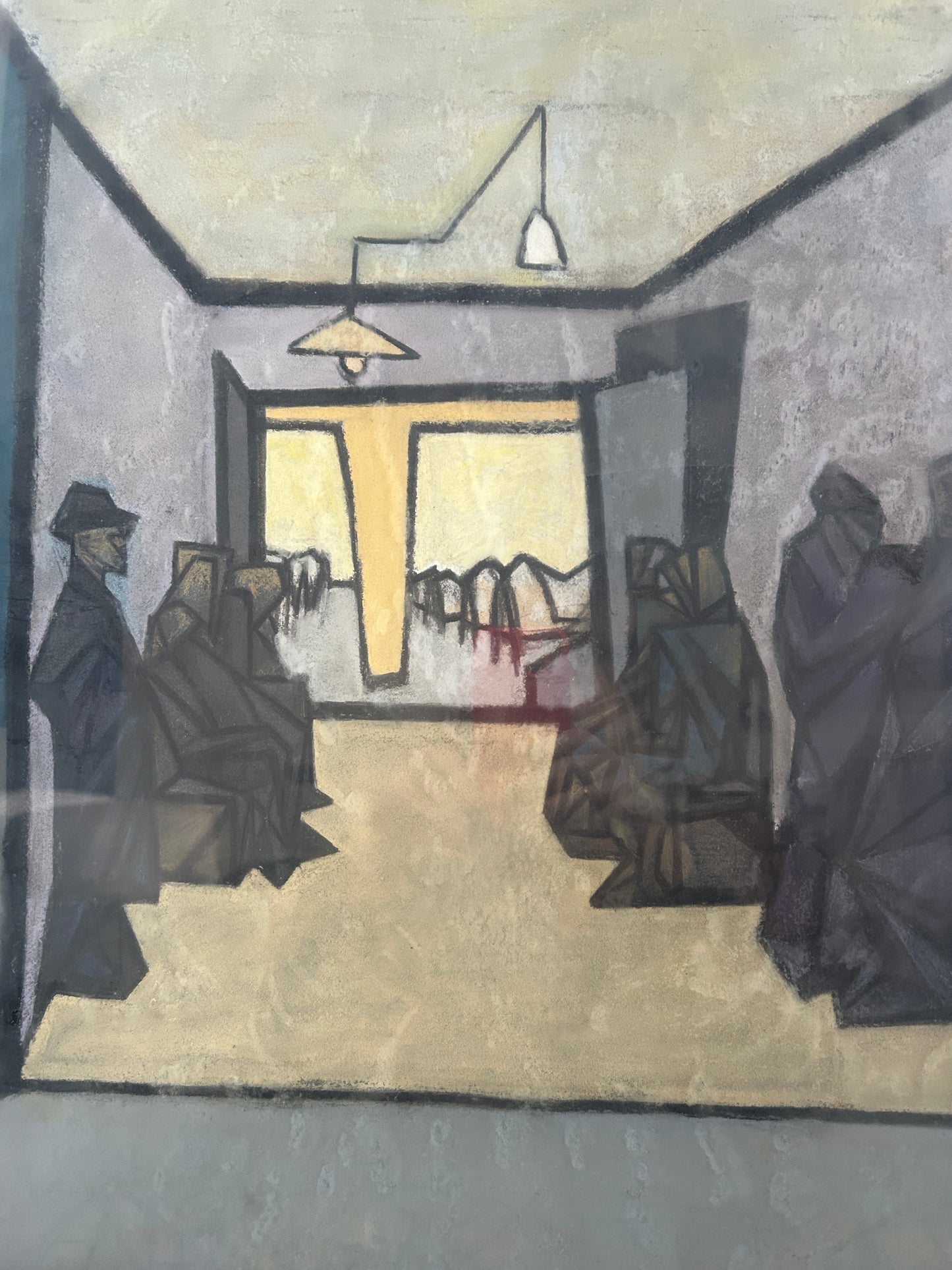 Interesting figurative abstract Glasgow School painting oil pastel circa 1940’s