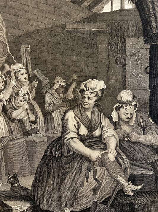 18th Century "The Harlot's Progress" From the Series of the Set of Six Antique Engravings, William Hogarth,