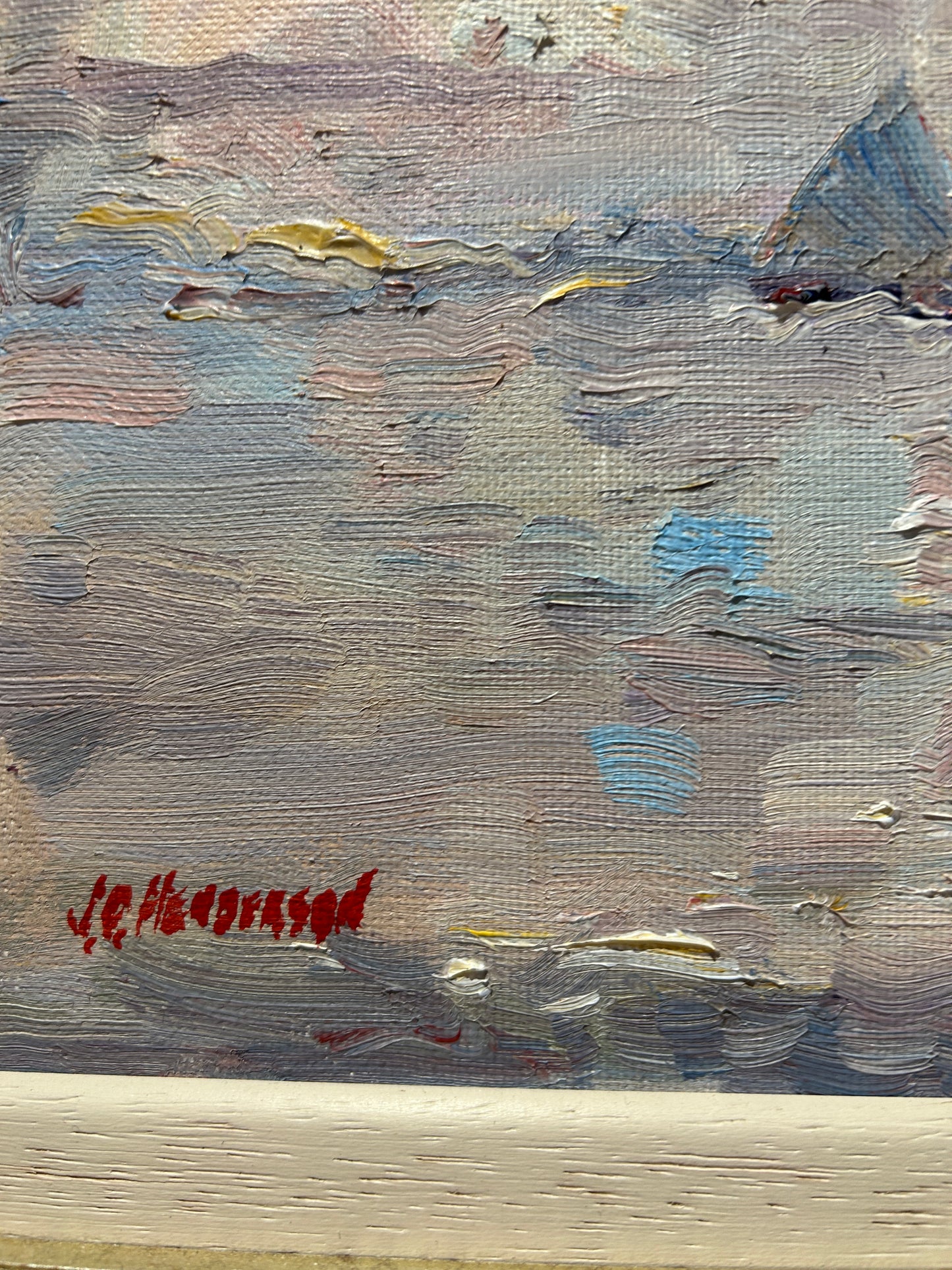 Charming oil on canvas "Sails" by the well listed art JD Henderson.