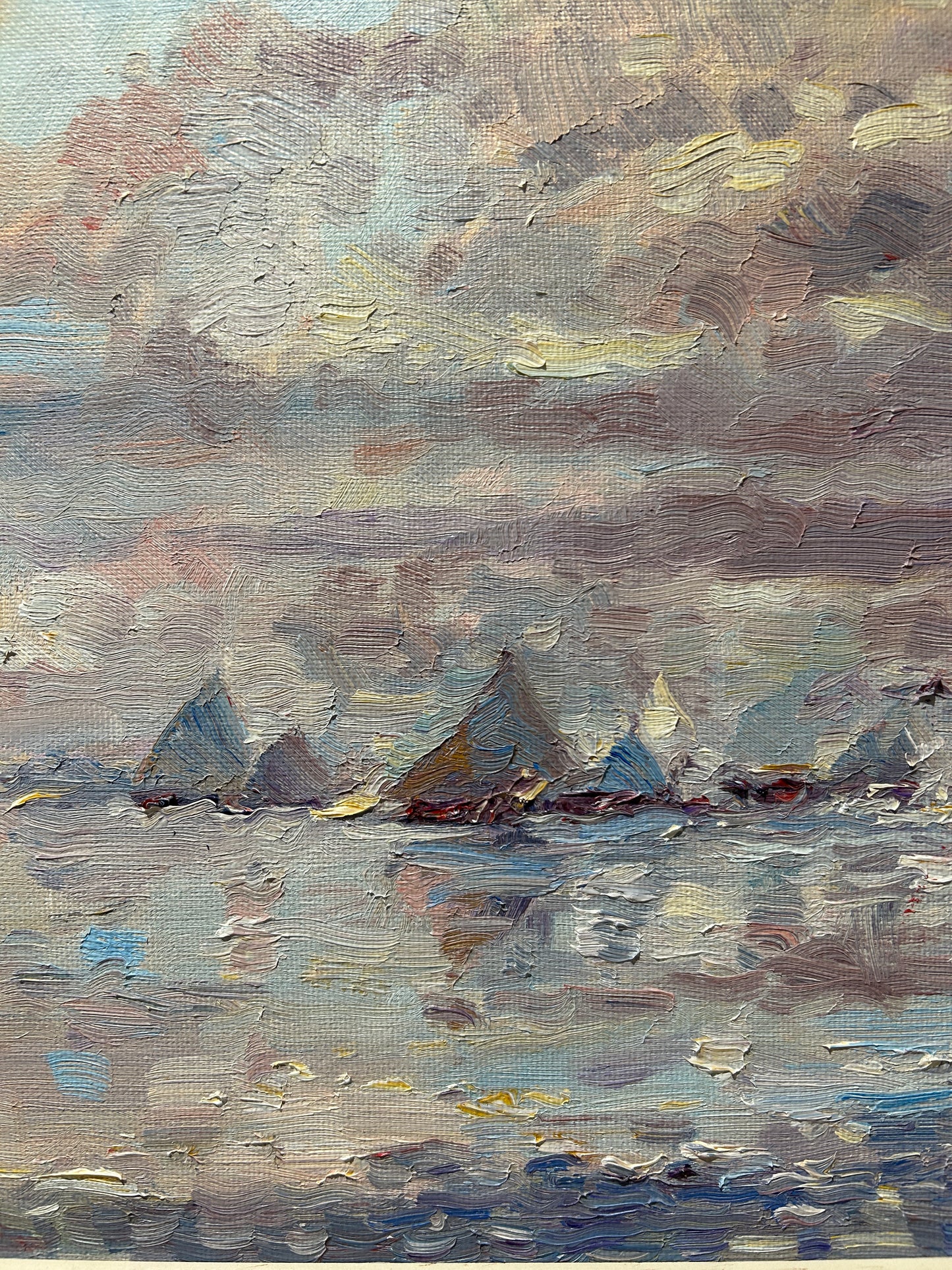 Charming oil on canvas "Sails" by the well listed art JD Henderson.