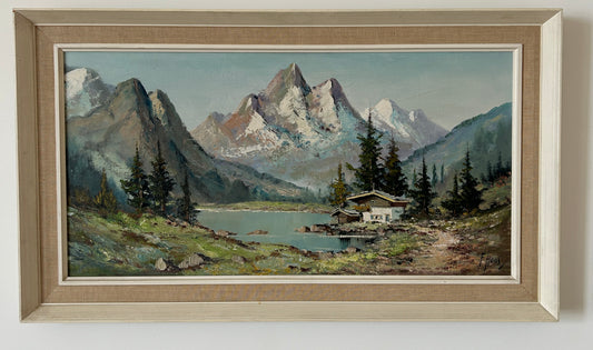 Frans Hoos Dutch 1884-1996 Swiss Alpine Chalet Scene