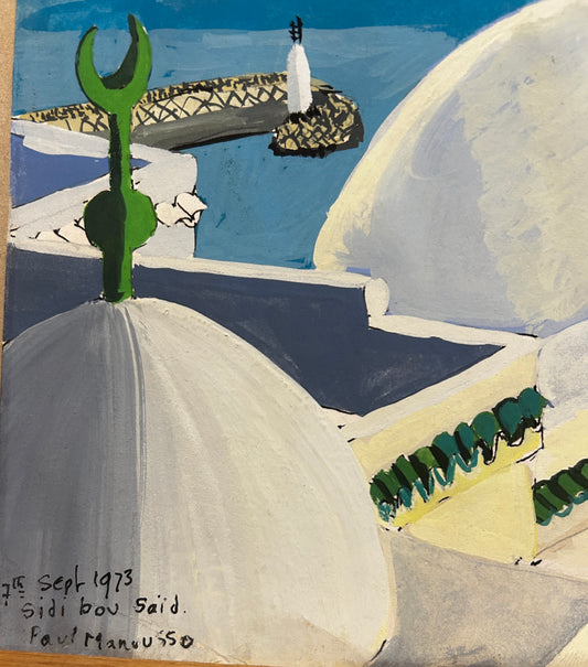 Paul Manusso Original Signed and dated 1973 of Sidi boy Said, Tunisia