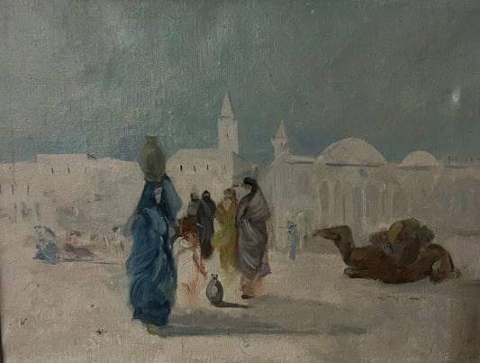 Luigi Brignoli 1881 - 1952. Souk marocchino dipinto nel 1952.