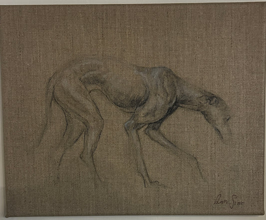 Anna Sims Oil on Linen Portrait of a Greyhound
