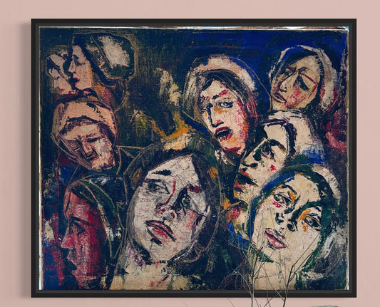 Perso in un mare di volti Olio su tela datato 1965