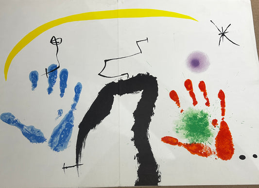 Miro, Jean. "Le Mains" Lithograph in colours. Published in 1971