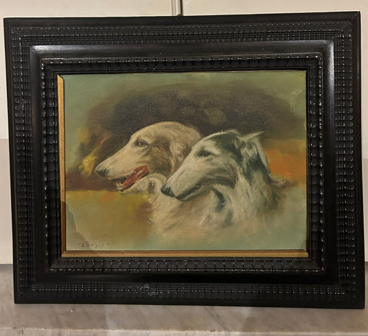 Luigi Bosio 1896 -1959. Portriat of Two Dogs 1930's Oil on Canvas