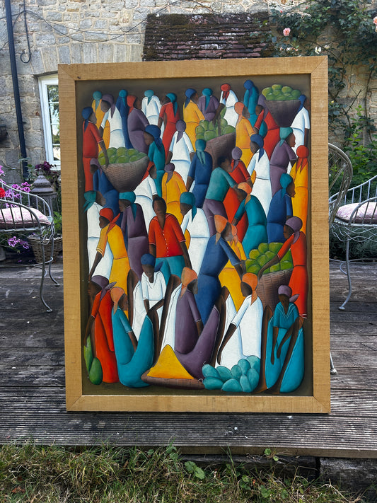 Large Oil on Canvas Caribbean School by Andre Guervil