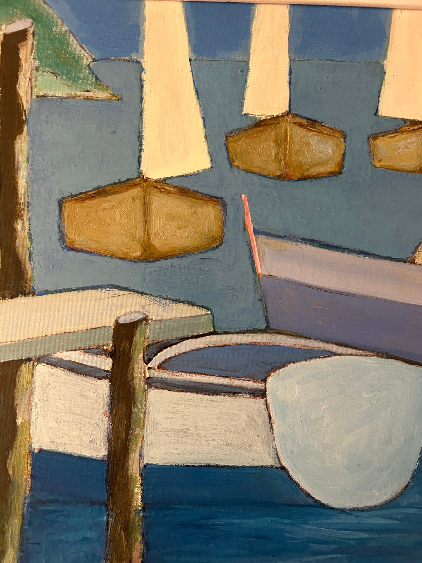"Sailing Along the Gulf of Poets" Oil on Board Circa 1960 by Rino Laviose
