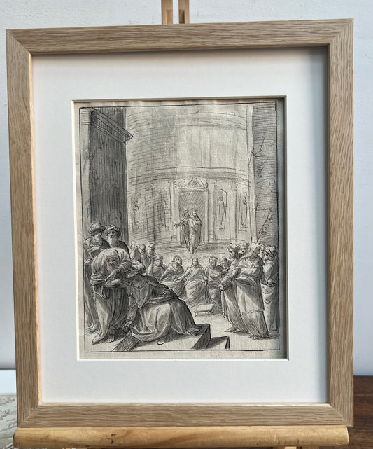 OLD MASTER DRAWING "BIBLICAL" PEN, INK & WASH 17TH CENTURY (3)