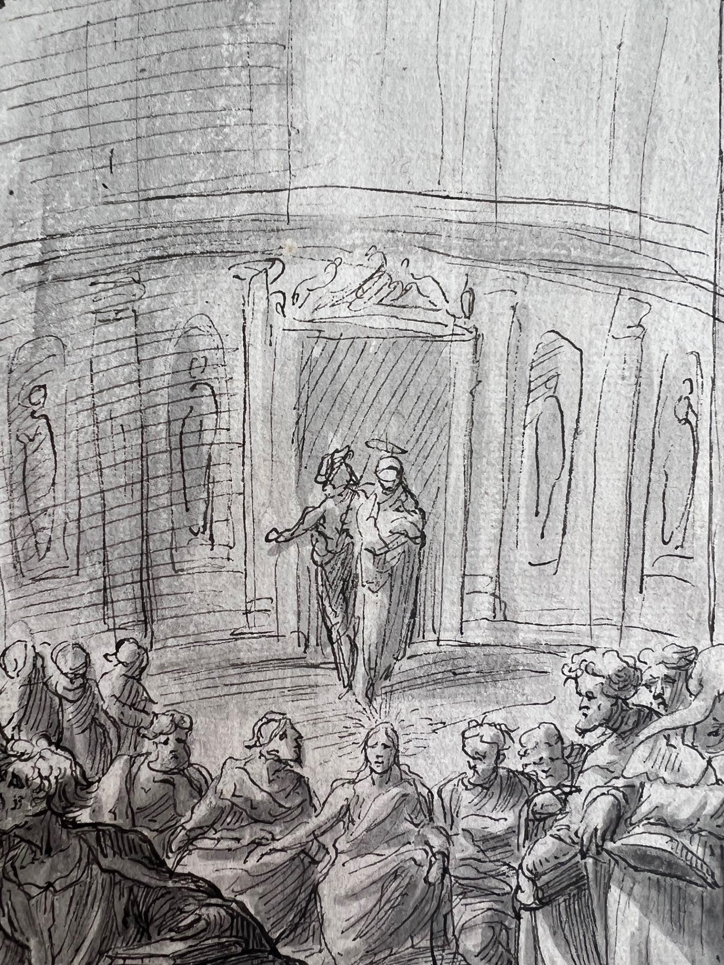 OLD MASTER DRAWING "BIBLICAL" PEN, INK & WASH 17TH CENTURY (3)