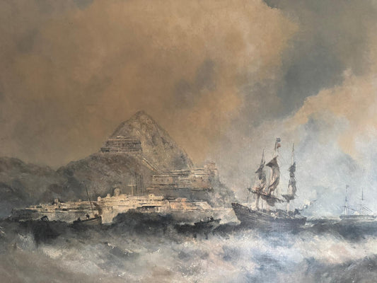 William McAlpine 1840-1880 Oil on Canvas Nautical Scene Possibly Hong Kong