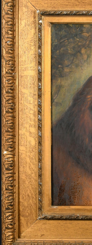 SUPERBO RITRATTO DI CANE A OLIO SU TELA DEL XIX SECOLO IN CORNICE FINE WATT