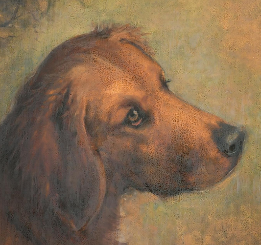SUPERBO RITRATTO DI CANE A OLIO SU TELA DEL XIX SECOLO IN CORNICE FINE WATT