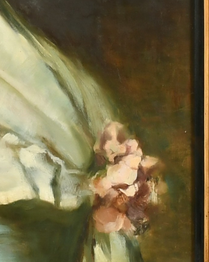 SUPERBO OLIO SU TELA DEL XIX SECOLO BELLA GIOVANE DONNA IMPRESSIONISTA