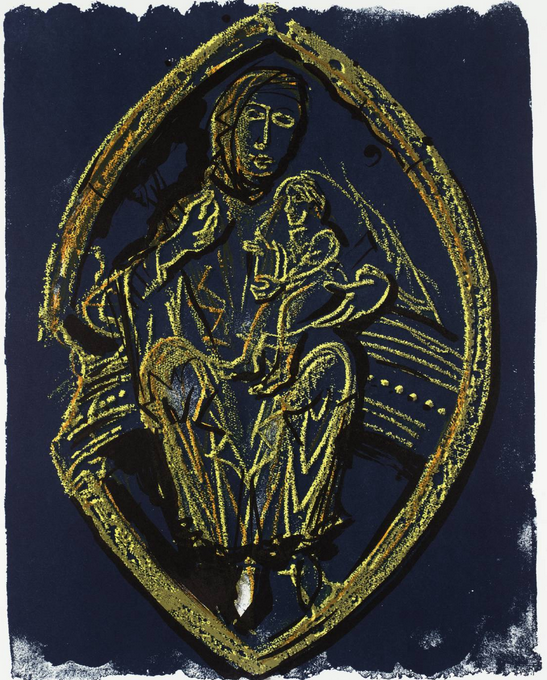1977 JOHN PIPER 1903 - 1992 SIGNED LITHOGRAPH "MADONNA AND CHILD"