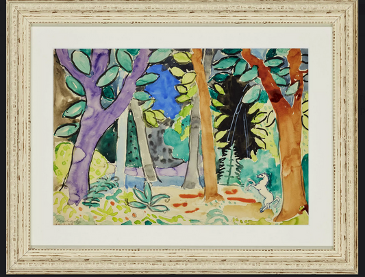 MAX BURCHARTZ  1887 - 1961 (GERMAN) 1948 WATERCOLOUR FOREST WITH HORSE