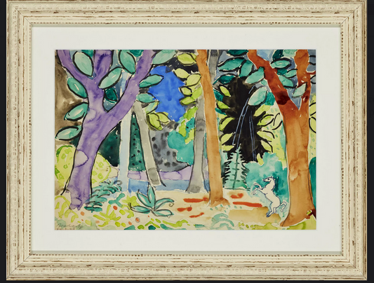 MAX BURCHARTZ 1887 - 1961 (GERMAN) 1948 WATERCOLOUR FOREST WITH HORSE